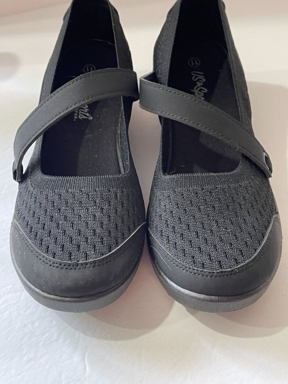 New US Sport Comfort Women's Black Mesh Mary Jane Flats Womens Size 11